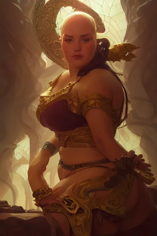 Image similar to photography of fat man, deep focus, d & d, fantasy, intricate, elegant, highly detailed, digital painting, artstation, concept art, matte, sharp focus, illustration, hearthstone, art by artgerm and greg rutkowski and alphonse mucha