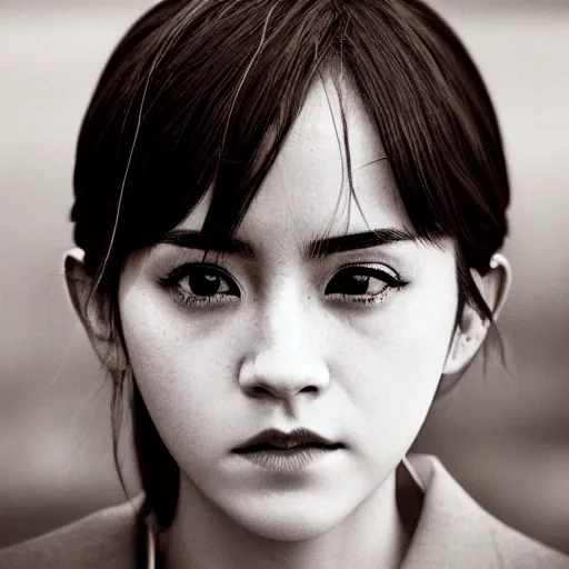 Prompt: japanese version of emma watson, portrait, close up, shallow depth of field, award winning,