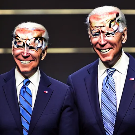 Image similar to A photo of joe biden teams up with a teenage joe biden, perfect faces, 50 mm, award winning photography