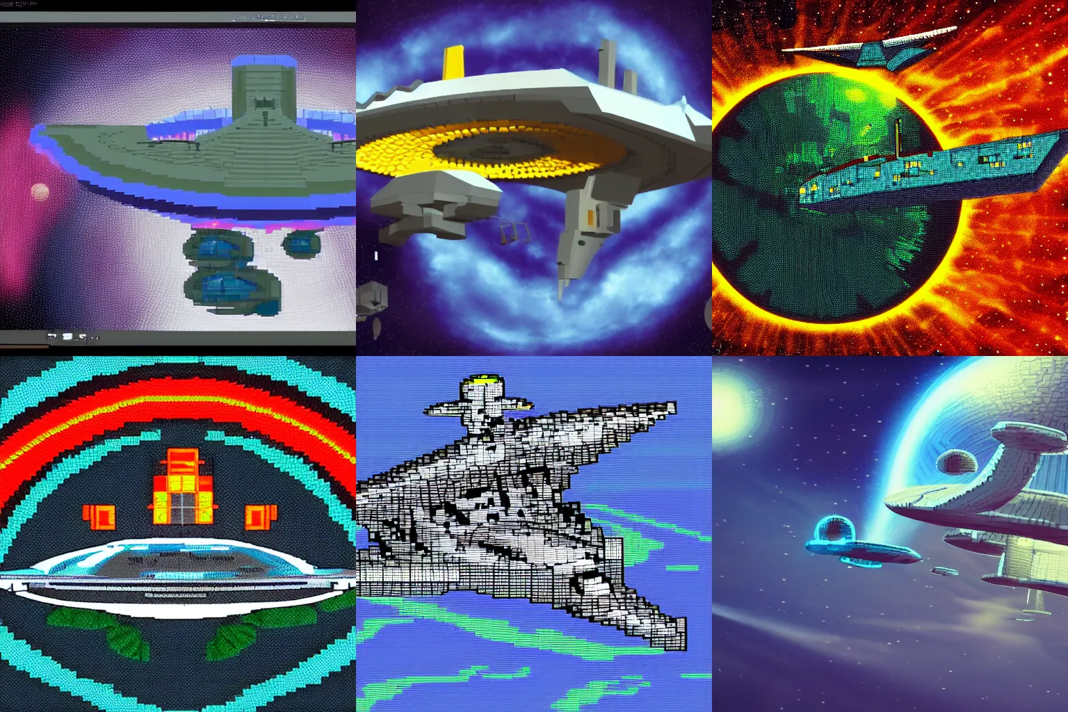 Prompt: picture of Starship enterprise, pixel art, 2d art, surreal, 4k, accurate shape