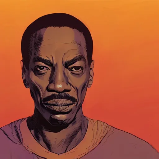 Prompt: a study of cell shaded portrait of Eddie Murphy concept art, llustration, post grunge, concept art by josan gonzales and wlop, by james jean, Victo ngai, David Rubín, Mike Mignola, Laurie Greasley, highly detailed, sharp focus, alien, Trending on Artstation, HQ, deviantart, art by artgem