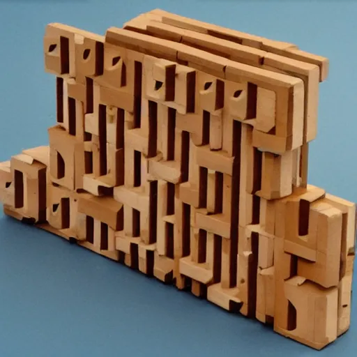 Image similar to ship of theseus made of blocks,