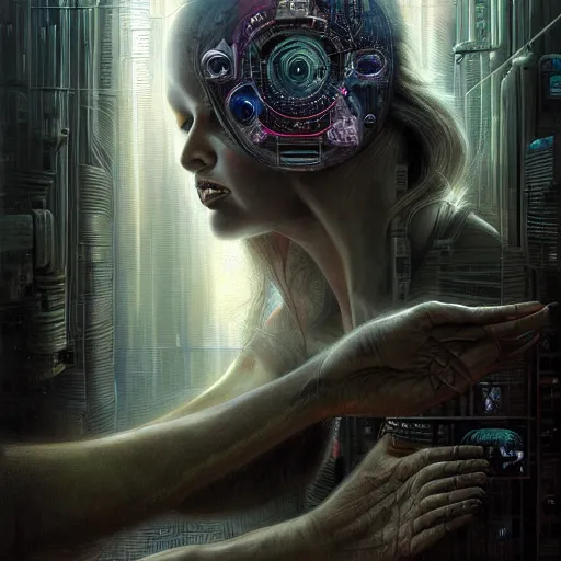 Image similar to Ghost in the machine by Tomasz Alen Kopera, cyberpunk, masterpiece