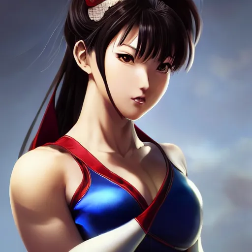 Prompt: A beautiful semi realistic anime portrait of Chun li, by Stanley Artgerm Lau, WLOP, Ross Tran, James Jean, Andrei Riabovitchev, Marc Simonetti, and Sakimichan, Hyung Tae Kim, trending on artstation H- 768