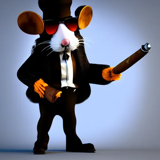 anthropomorphic gangster rat holding a big cigar, | Stable Diffusion ...