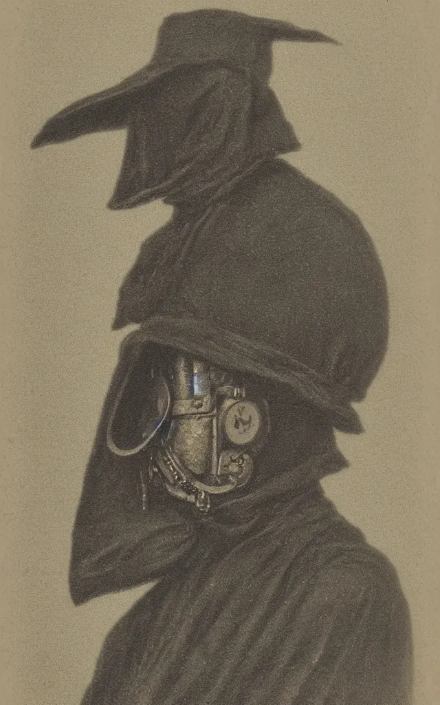Image similar to portrait of a creepy victorian plague doctor, daguerreotype, studio lighting, hyperrealistic, ultra detailed