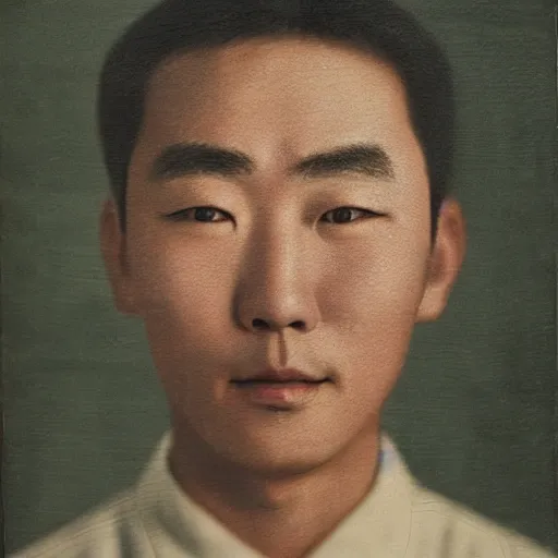 Prompt: front on portrait of a korean man with double eyelid