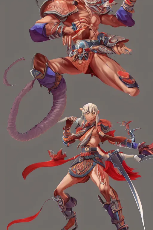 Image similar to character of breath of fire 4 by the artist Alessandro pizzi . Rendering the full body . Sharp focus, full of details, by utsurowazaru mono and Jason Nguyen , art book, trending on artstation and cell shading