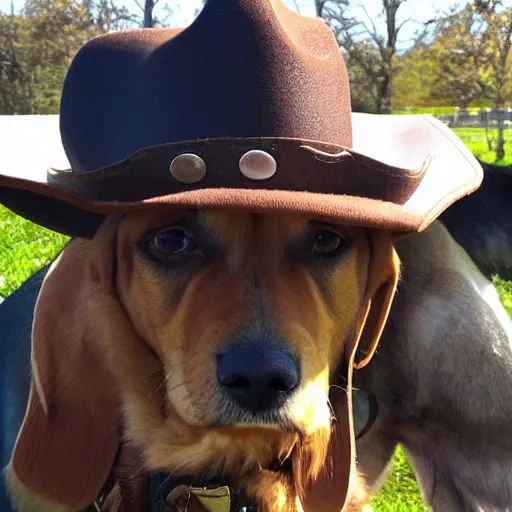 Image similar to dog wearing a cowboy hat