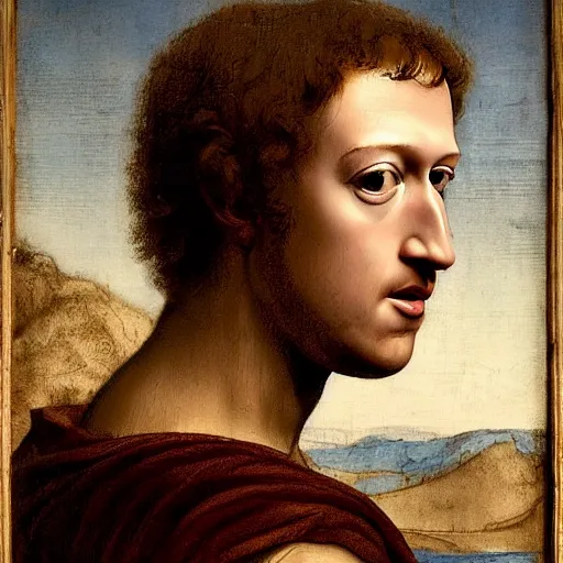 Image similar to Mark Zuckerberg, by Leonardo da Vinci