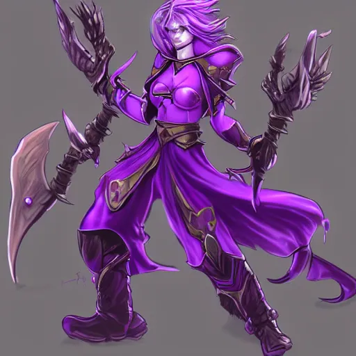 Image similar to violet void warrior, fantasy game art, fantasy rpg, league of legends style artwork