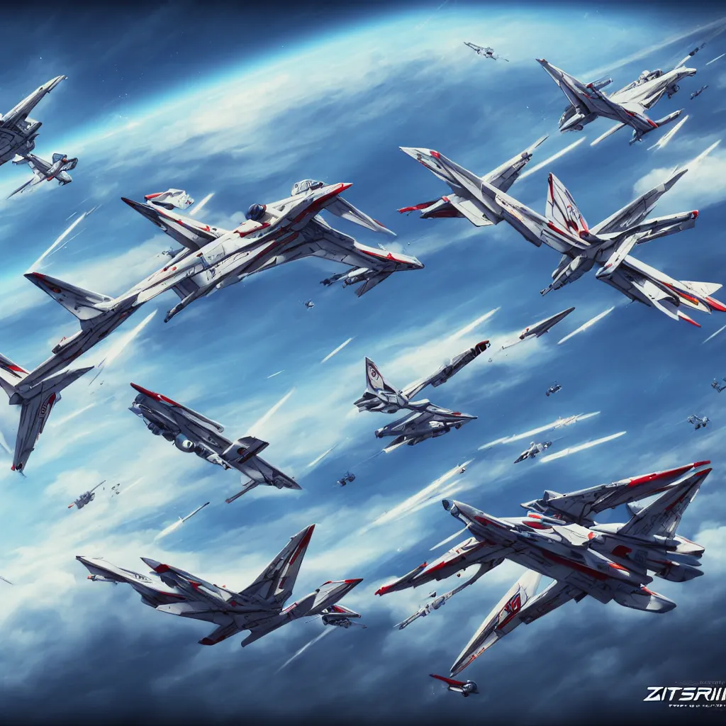 Image similar to sidescrolling airplane with lots of guns, robotech gradius outer space, hyperrealism, fine detail, 8 k, 3 d render, artgerm, artstation contest winner, cgsociety, cryengine, concept art, zbrush, vray sprite