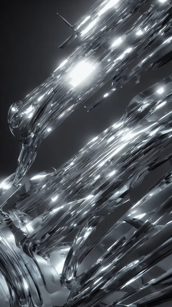 Prompt: hyper - futuristic abstract 3 d chrome objects, solarised, octane render, extremely detailed