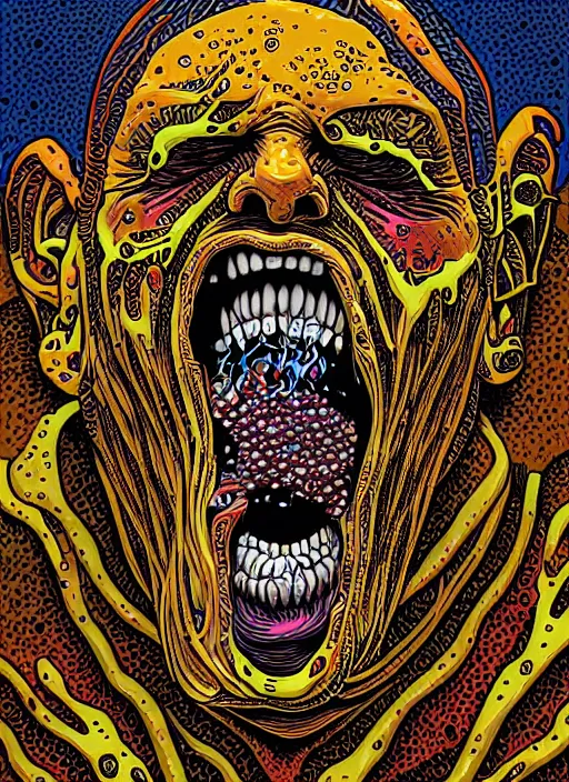 Image similar to messi's disgusting true form bursting from within, gross, slimy, sleazy, pustules, high details, intricate details, by dan mumford