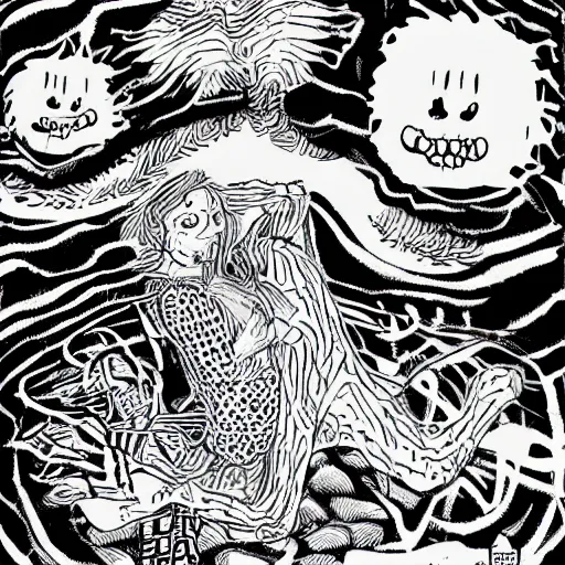 Image similar to Garfield drawn by Junji Ito, Manga panel