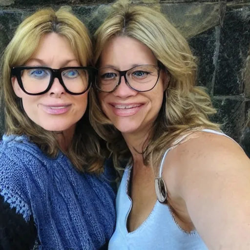 Prompt: 4 5 year old french and swedish woman, looks kind of like candace cameron and jennifer gardner and marla sokoloff, wears oprah glasses, labile temper, brown hair!, music phd, from wheaton illinois