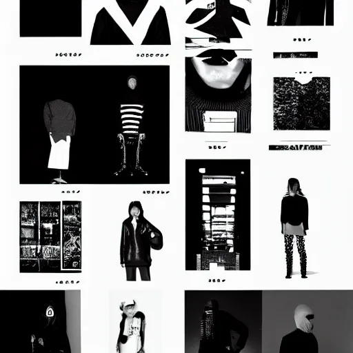 Image similar to black on white graphic design lookbook in style of eric hu, y 2 k, brutalism, acid, techno