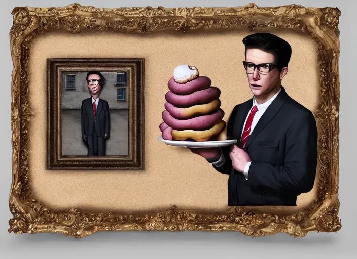Prompt: a fbi agent made of donuts, lowbrow, matte painting, 3 - d highly detailed, in the style of mark ryden,