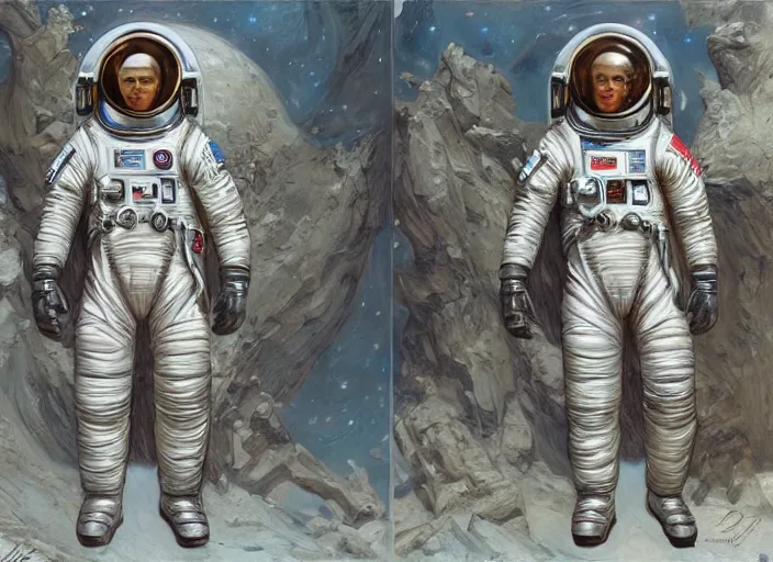 Image similar to Character front and back view of Astronaut by Donato Giancola, Trending on artstation and pixiv