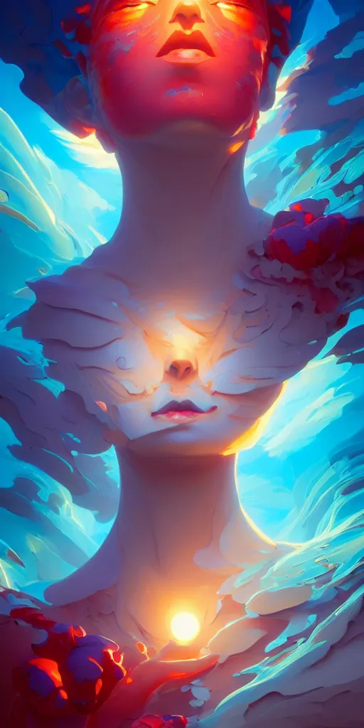 Image similar to hyper detailed ultra sharp of a beautiful fractal face ’ s. behance hd by jesper ejsing, by rhads, makoto shinkai and lois van baarle, ilya kuvshinov, rossdraws radiating a glowing aura global illumination ray tracing hdr, 8 k