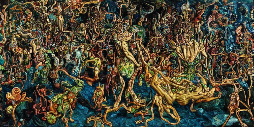 Image similar to I have 10,000 eyes and each is named suffering painted by salidor dali, by raqib shaw, by MC Escher