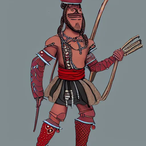 Prompt: a Guiro Rasp Warrior, Character design, concept art