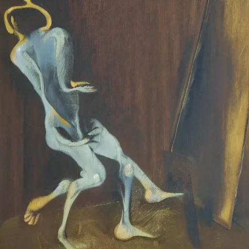 Prompt: a francis bacon lost masterpiece, detailed oil painting, figurative style, no human forms, no animal forms, figurative style, on canvas