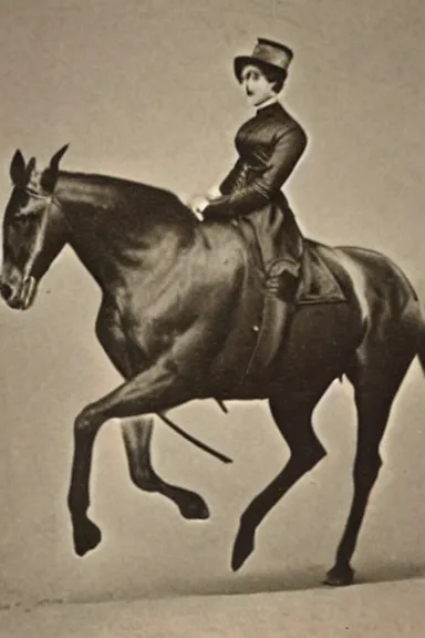 Image similar to an 1800s photo of a horse hovering off the ground