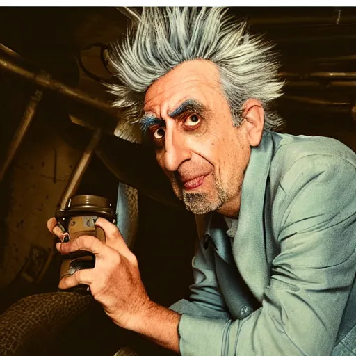 Image similar to Photograph of Rick Sanchez from Rick & Morty, taken by Annie Leibovitz