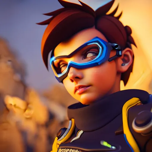 Prompt: tracer from overwatch as child, overwatch design, octane render, 4 k, ingame shot