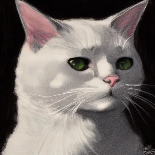 Image similar to portrait of a cat, trending on artstation, by wayne mcloughlin, backlighting