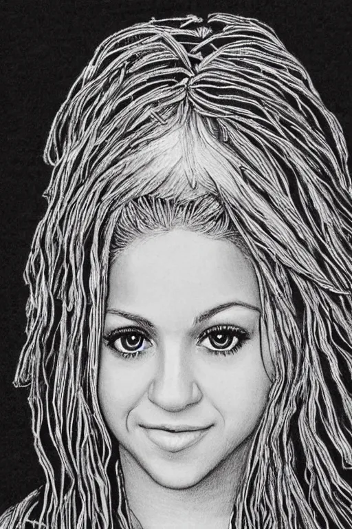 Image similar to a portrait of shakira in the style of leonardo da vinci drawing