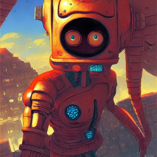 Image similar to robot alien luffy, thief, by isaac asimov and marc simonetti