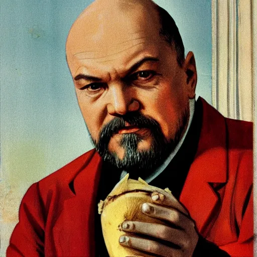 Prompt: lenin eats a banana