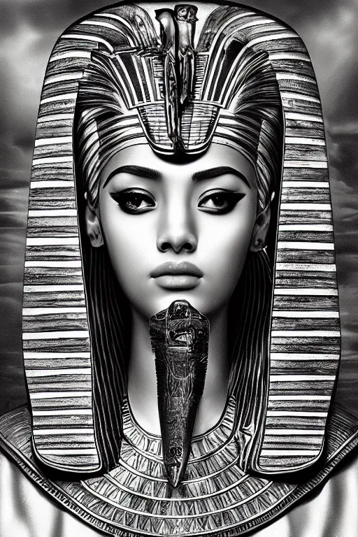 Image similar to a highly detailed beautiful portrait of a egyptian god with facial expression / emotion : sad in the style of artgerm.