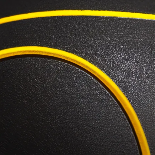 Prompt: Product photo of a black metallic cylinder on a yellow background