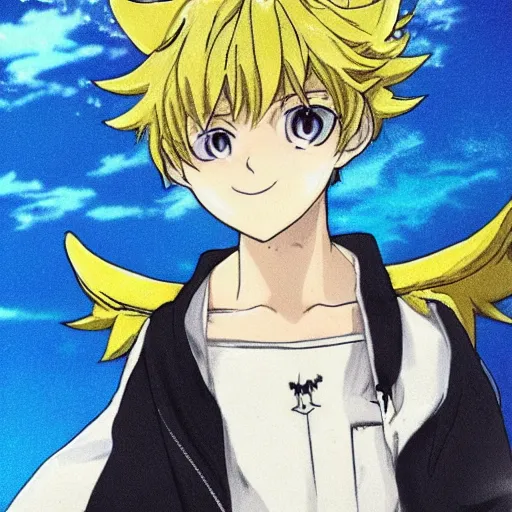 cute anime angel boy with yellow hair and a startled | Stable Diffusion |  OpenArt