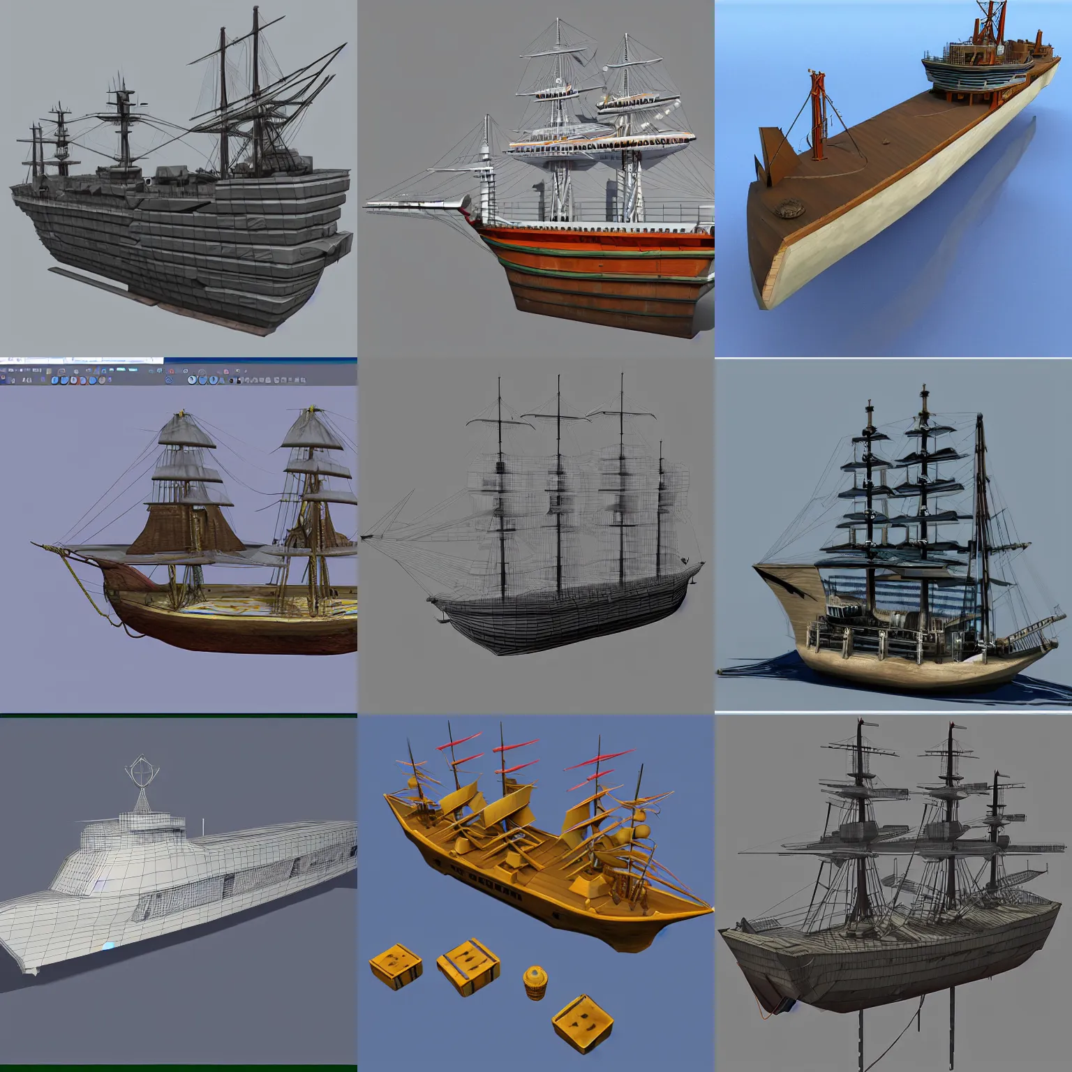 Prompt: Ship building - Prerendered 3d Game model