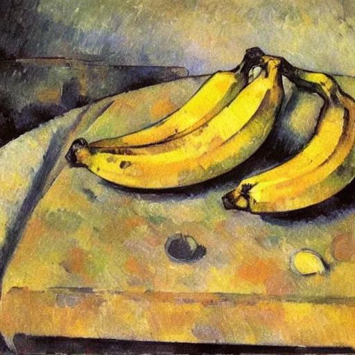 Prompt: still life of a slice of banana toast, oil painting, paul cezanne