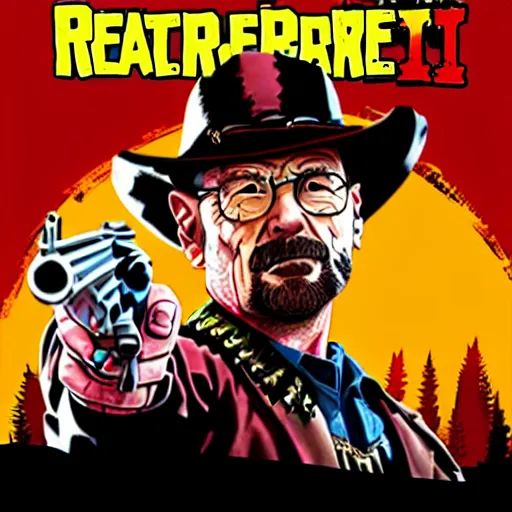 Prompt: Walter White in the style of the Red Dead Redemption 2 cover art