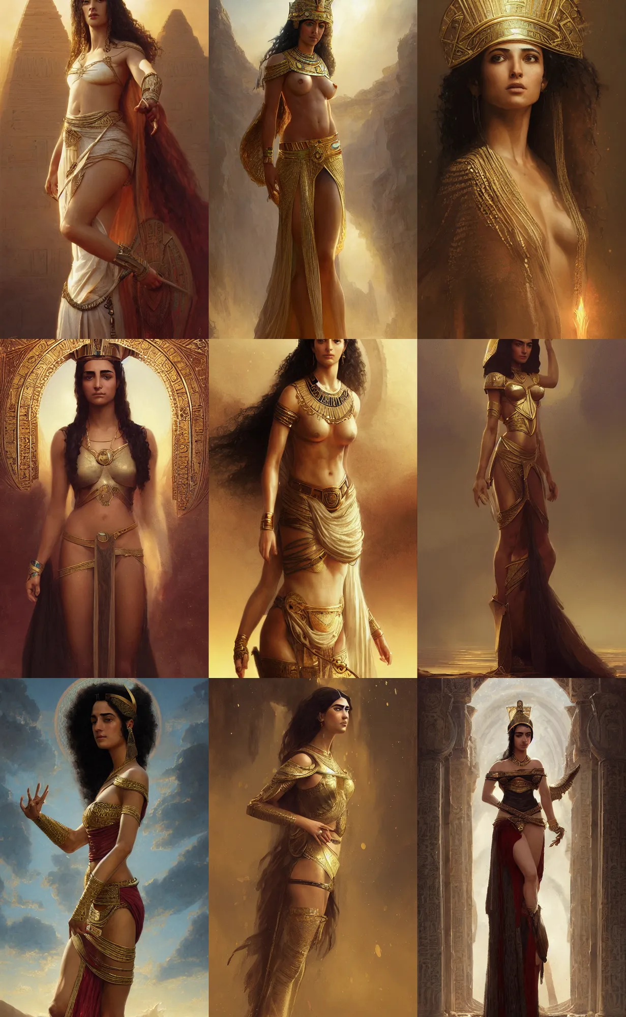 Prompt: Anna Shaffer as egyptian princess, intricate, elegant, highly detailed, digital painting, artstation, concept art, smooth, sharp focus, illustration, art by and greg rutkowski and orientalism and bouguereau