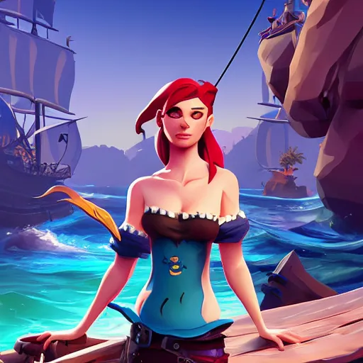 Image similar to jack the pirate mermaid on sea of thieves game avatar hero, behance hd by jesper ejsing, by rhads, makoto shinkai and lois van baarle, ilya kuvshinov, rossdraws global illumination