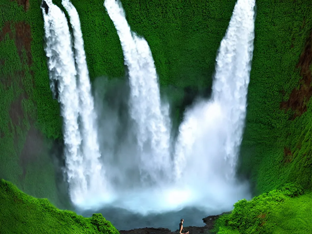 Image similar to akaka falls, maui by daniel f. gerhartz and matt stewart, fantasy, photorealistic, octane render, unreal engine, dynamic lighting, perfect, trending on artstation, poster, volumetric lighting, cinematic lighting, hyper realism, high detail, intricate, 4 k, masterpiece