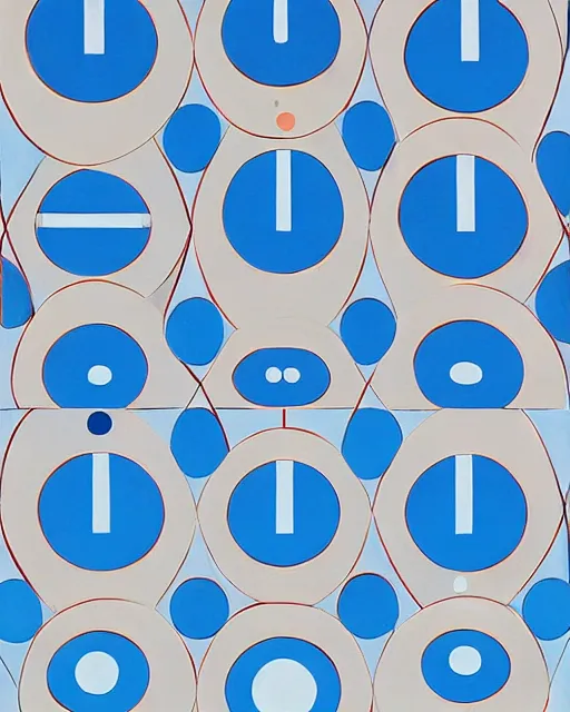 Image similar to 10 favorite gadgets used by Doraemon, minimalist geometric abstract art in the style of Hilma af Klint —mp