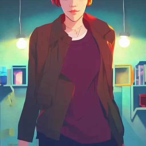 Image similar to portrait of molly ringwald in breakfast club, highschool background, rich vivid colors, ambient lighting, dynamic lighting, 4k, official media, anime key visual, makoto shinkai, ilya kuvshinov, lois van baarle, rossdraws, detailed, trending on artstation