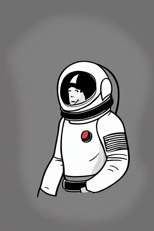 Image similar to simplistic, basic digital drawing in photoshop of a retro astronaut, sketch