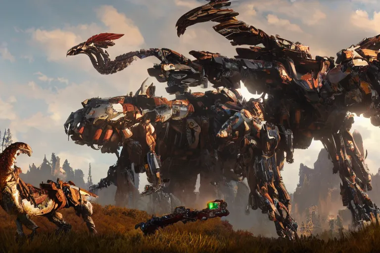 Image similar to glinthawk machine mecha animal beast robot of horizon forbidden west horizon zero dawn bioluminiscence global illumination ray tracing hdr fanart arstation by sung choi and eric pfeiffer and gabriel garza and casper konefal