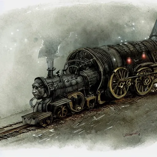 Image similar to an eerie witch locomotive, by jean - baptiste monge