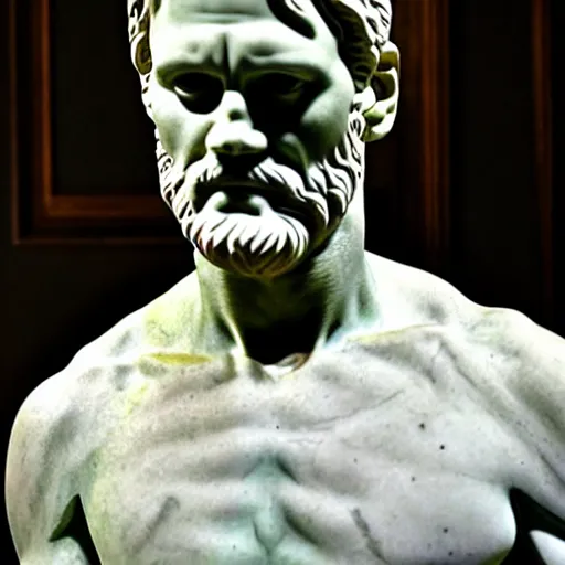 Prompt: jim carrey as a greek marble statue