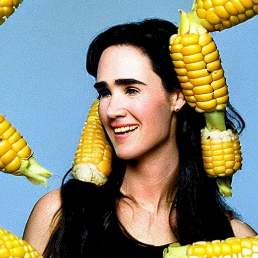 Image similar to jennifer connelly as a corn on the cob